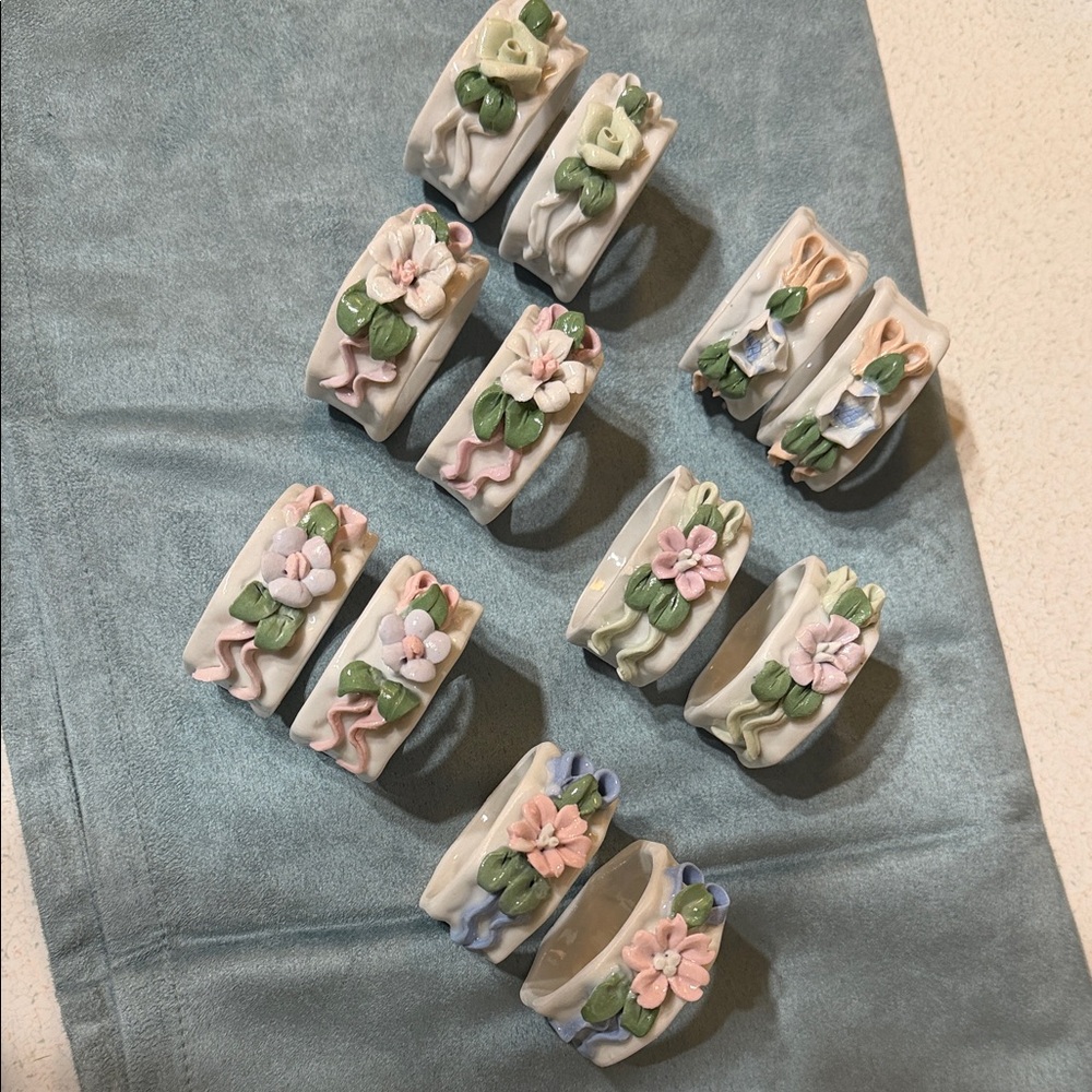 Floral Ceramic Napkin Rings